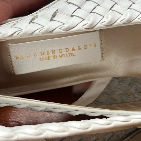 Bloomingdale’s Stevie White Woven Leather Sling-backs Size 8 - Picture 9 of 12